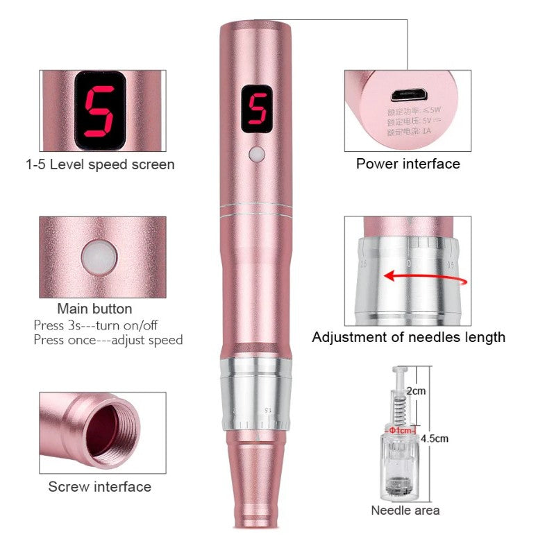 Professional Microneedeling Pen Machine for Derma MTS - 10pcs 24PIN with box_2