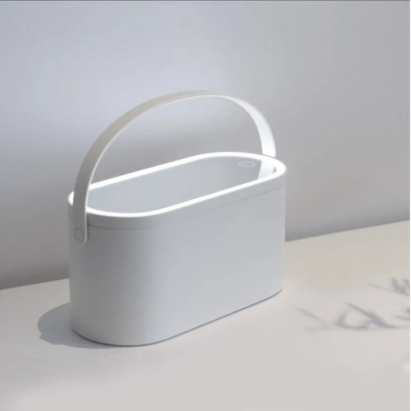Portable Makeup Case Makeup Mirror With Led Light 2 In 1 Cosmetic Storage Box - White_0