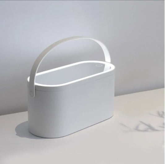 Portable Makeup Case Makeup Mirror With Led Light 2 In 1 Cosmetic Storage Box - White_0