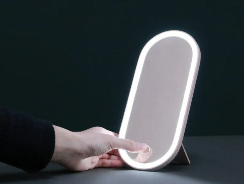 Portable Makeup Case Makeup Mirror With Led Light 2 In 1 Cosmetic Storage Box - White_2