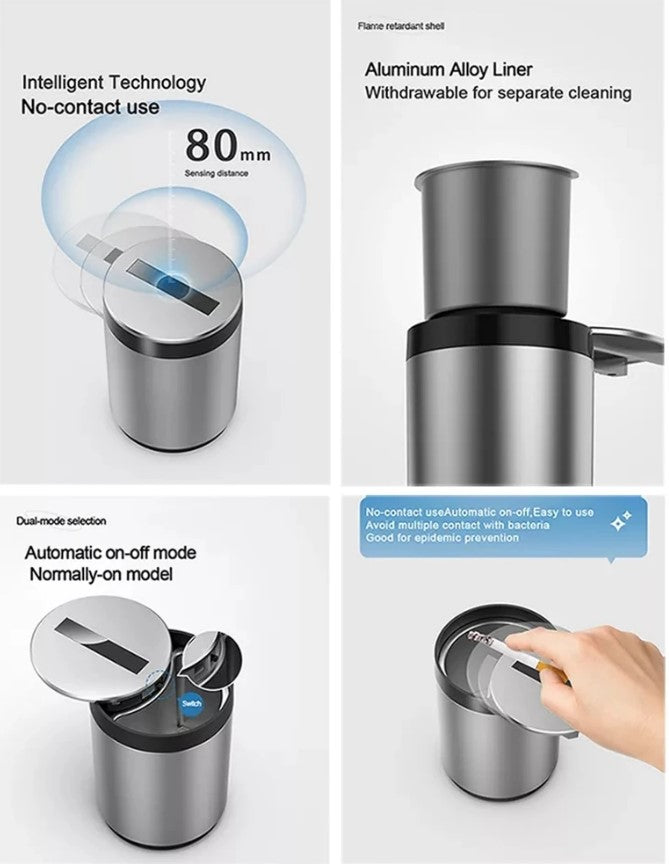 Automatic Ashtray opening and closing switch infrared induction ashtray - Silver_1